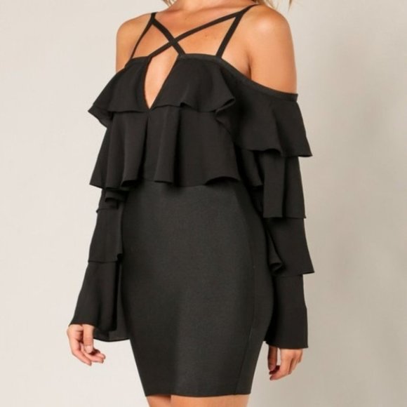 BLACK Bodycon Dress ALSO AVAILABLE IN RED - Picture 3 of 4